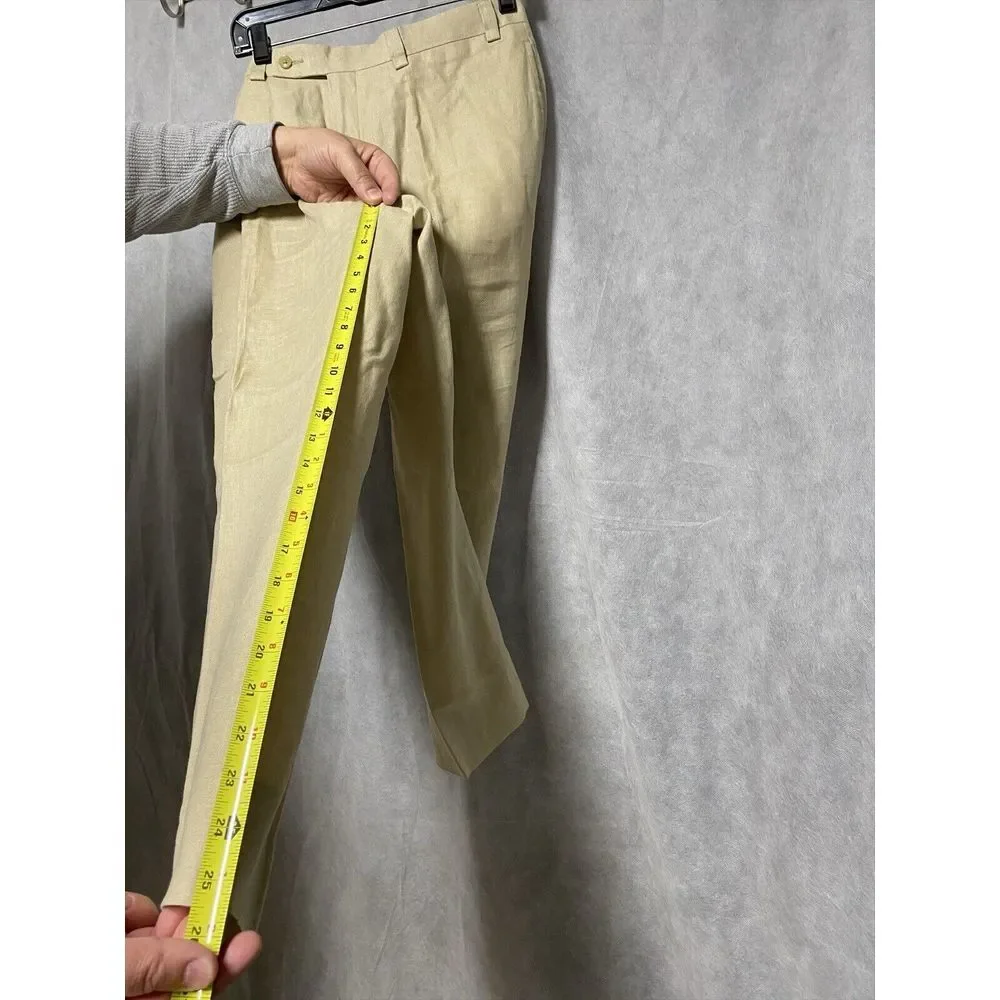 Calvin Klein Pants 36 X 25.5‎ Beige Linen Slacks Chino Casual Hybrid Golf Beach